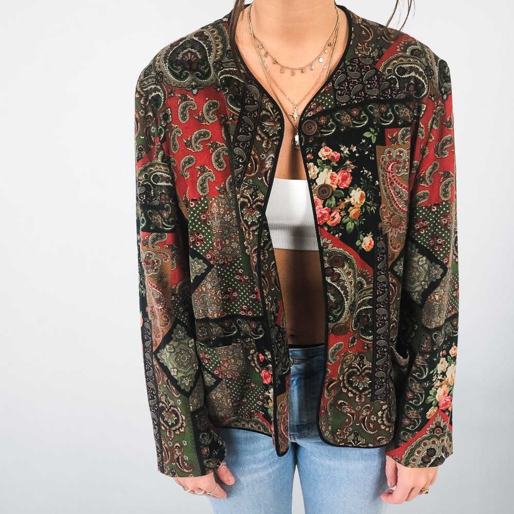 Vintage Orvis Corduroy Darker Mix Pattern Patchwork Jacket - 14